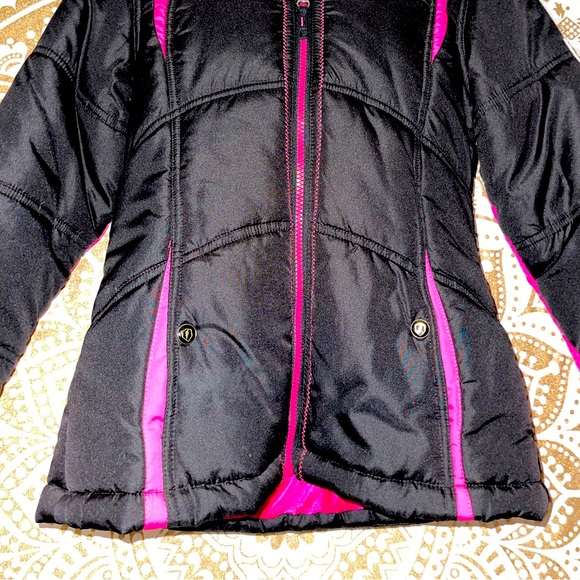 ✨HP✨ GIRLS “PROTECTION SYSTEM” BLACK/PINK/WHITE SNOW HOODED JACKET, SIZE 10/12 - Picture 6 of 11